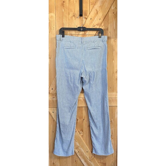 J Jill Women’s Linen Stretch Pants Size 10 Blue White Stripe Pull-On Lightweight - Picture 2 of 14